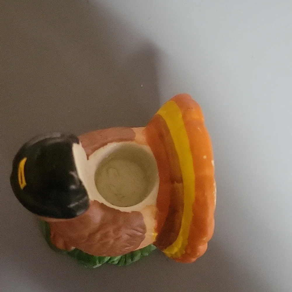 Hand painted turkey candle sticks and white candles - Picture 7 of 10